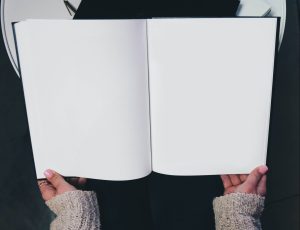 Looking at a blank book